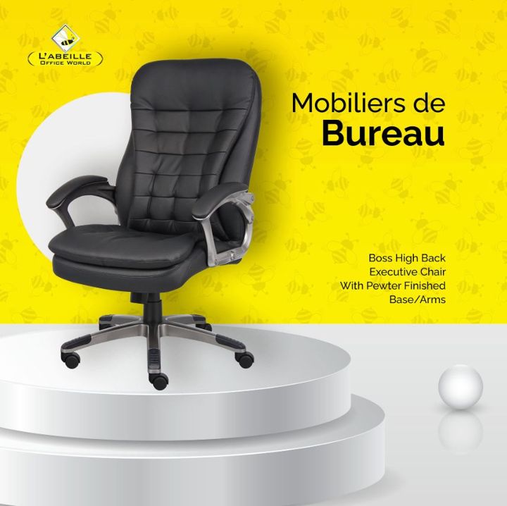 Chaise exécutive dossier haut, Boss · base et accoudoirs étain